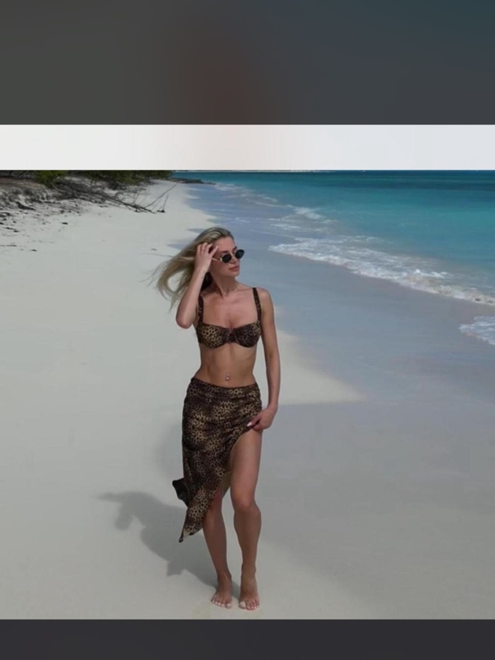 TA3 Leopard Print Bikini Top, Bottom and Sarong Set - all size XS